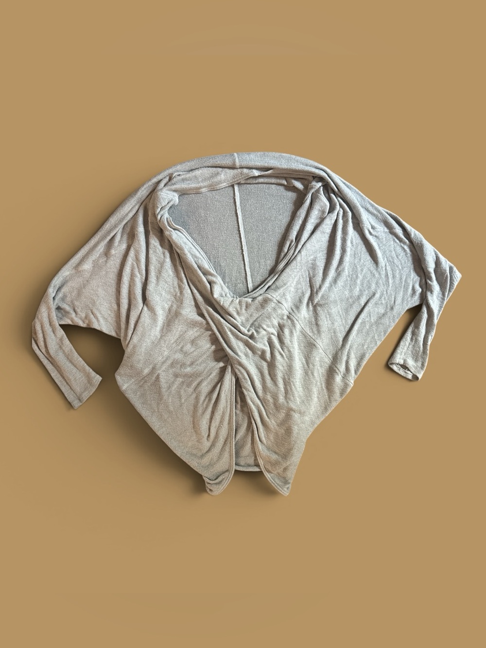 Urban Outfitters Plus Size Lightweight Draped V-Neck Top in Heather Beige Casual